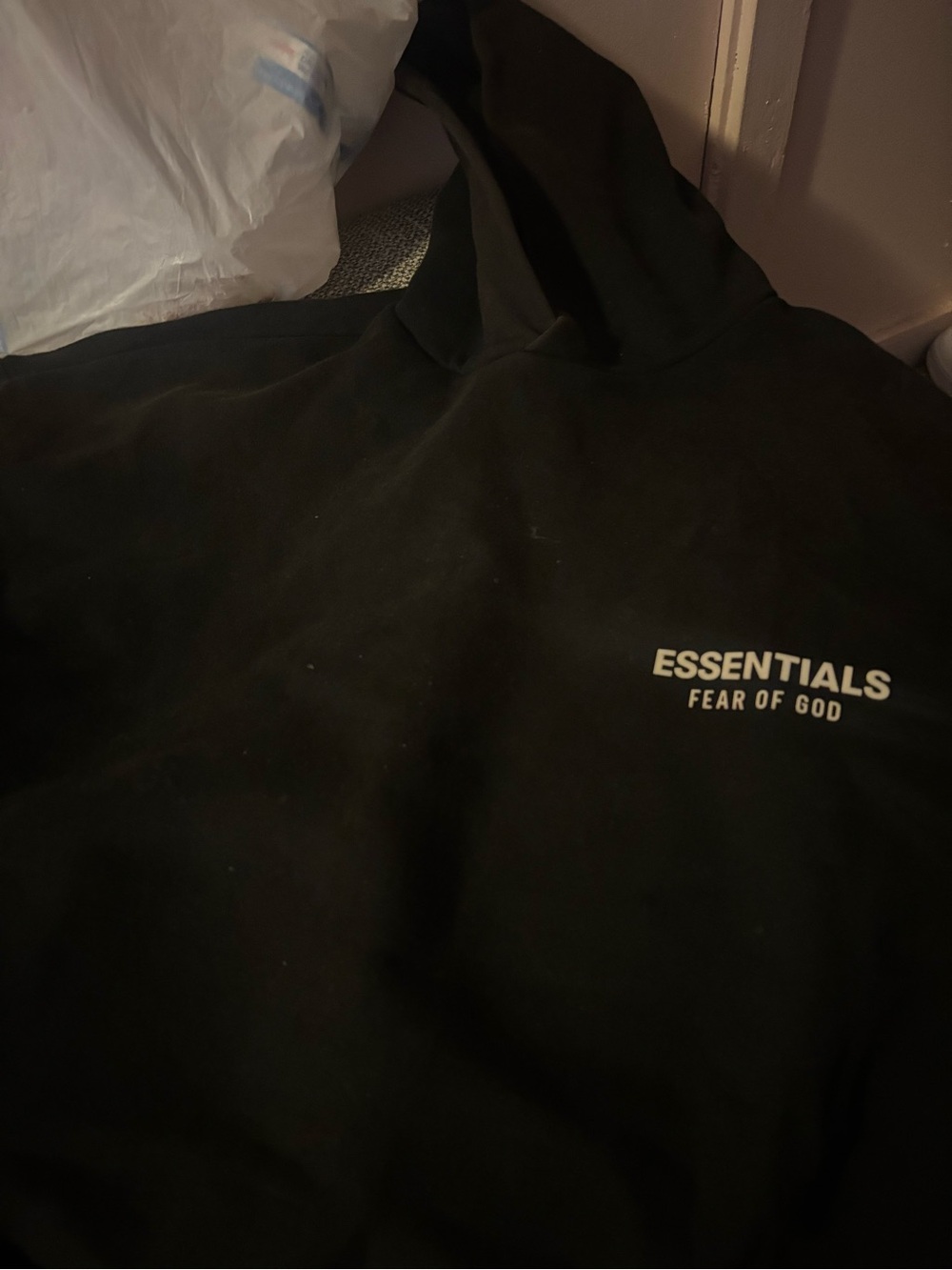 Essentials Black Beanie with Logo Patch